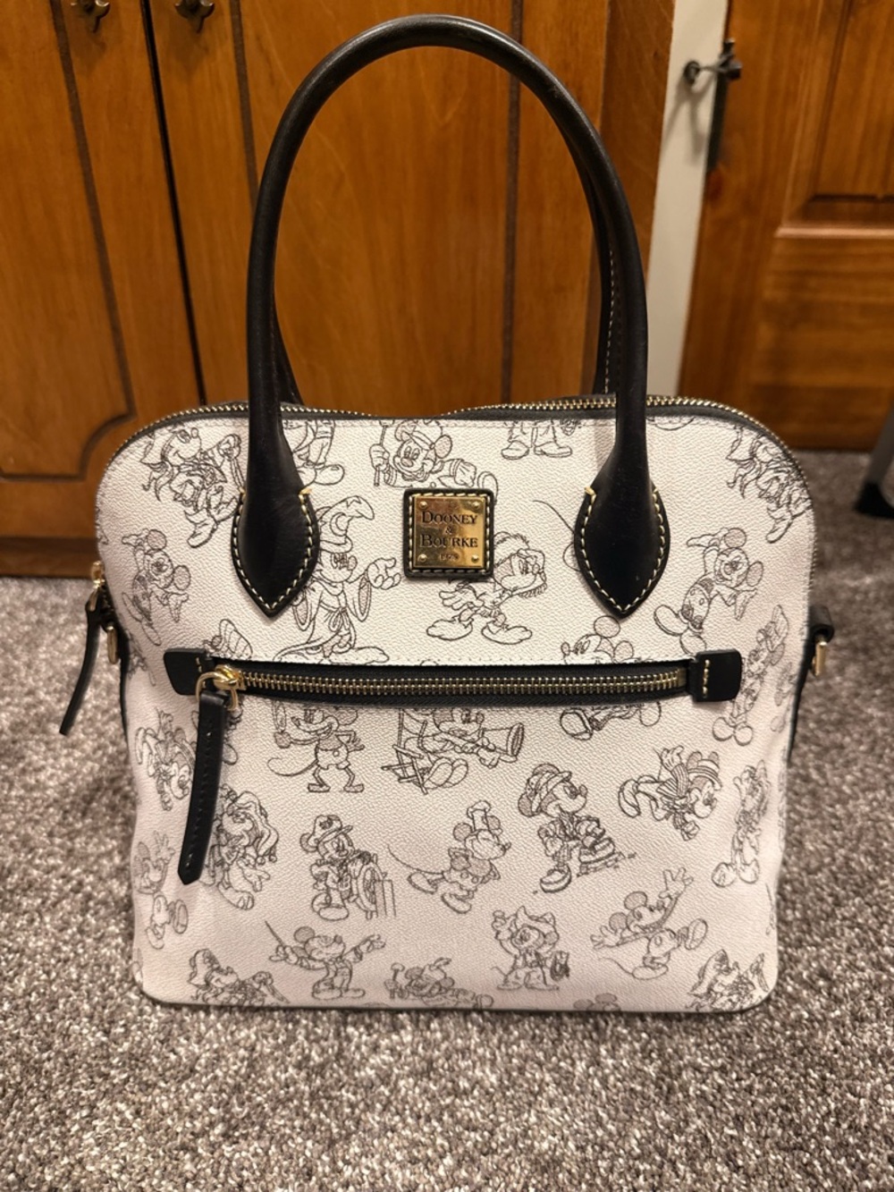 Dooney & Bourke White and Black Disney Sketch Dome Satchel